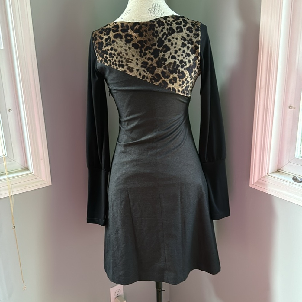 Save The Queen Leopard Print Mixed Media Long Sle… - image 6